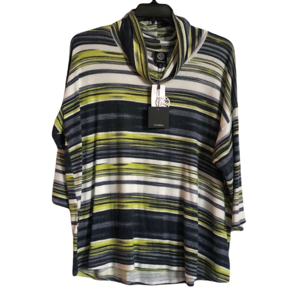 Bobeau‎ woman “Hazy Stripe” striped scoop neck soft tunic shirt